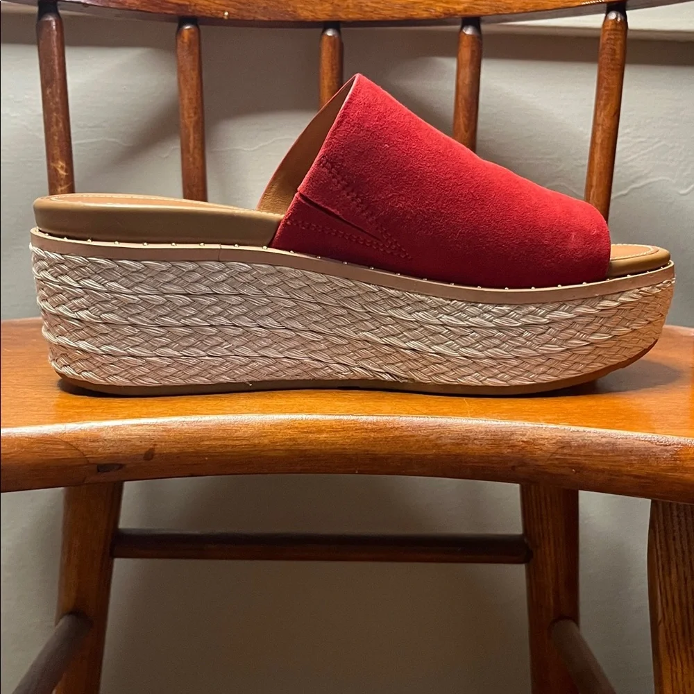 NWOT FitFlop Eloise Espadrille Suede Wedge Slide in Red Size 7 - Picture 7 of 12